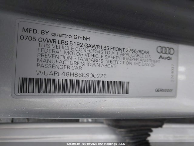 Aukcja sprzedaży 2006 Audi S4 Quattro Cabriolet, vin: WUARL48H86K900225, numer aukcji: 12589849