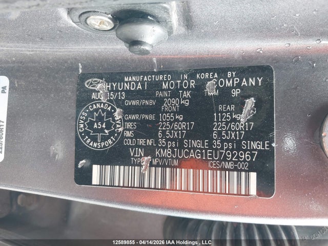 Hyundai Tucson 2014 KM8JUCAG1EU792967 Image 9