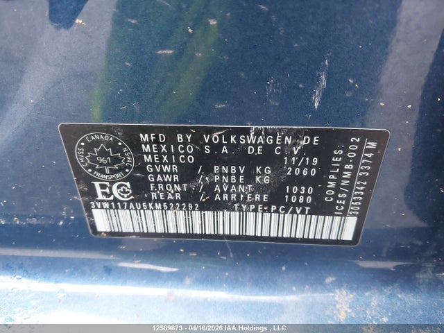 3VW117AU5KM522292 Volkswagen Golf Sportwagen S