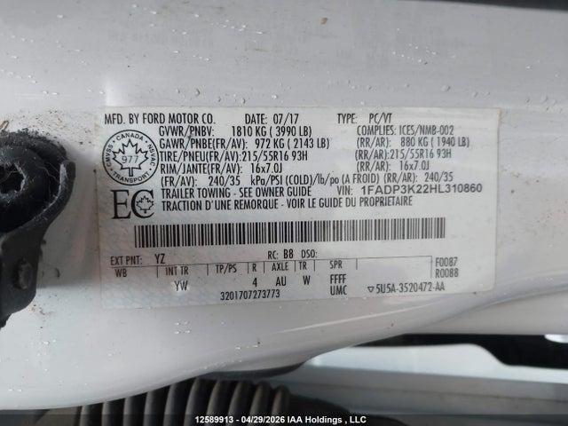 1FADP3K22HL310860 Ford FOCUS SE