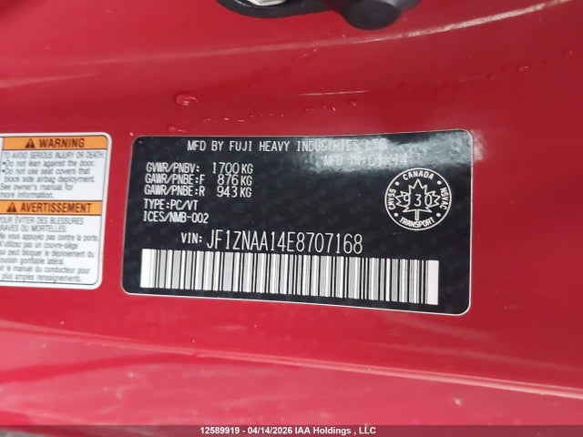 JF1ZNAA14E8707168 Toyota SCION FR-S