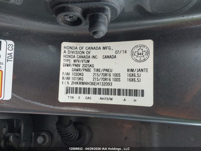 2HKRM4H36EH132093 Honda CR-V LX