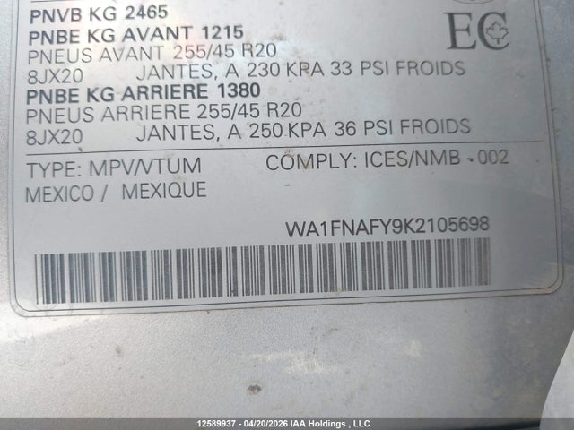 WA1FNAFY9K2105698 Audi Q5 45 Technik