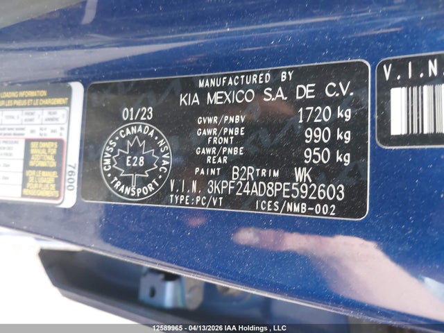 3KPF24AD8PE592603 KIA FORTE LX