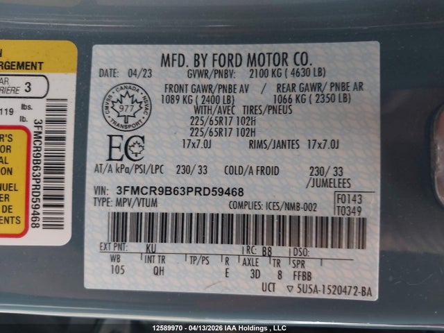 3FMCR9B63PRD59468 Ford Bronco Sport Big Bend