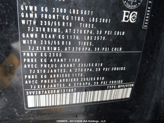 Aukcja sprzedaży 2024 Volkswagen Tiguan Se/wolfsburg, vin: 3VV2B7AX0RM131867, numer aukcji: 12589978
