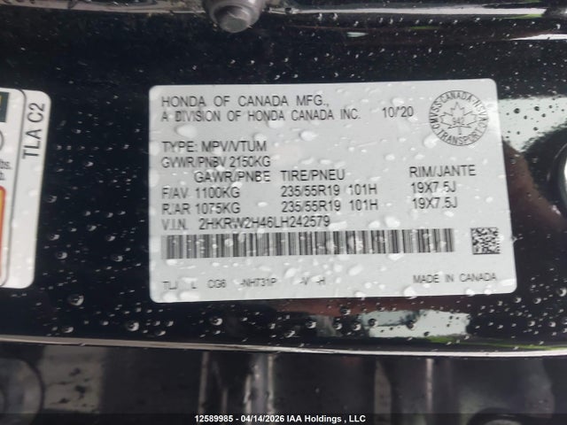 12589985 :رقم المزاد ، 2HKRW2H46LH242579 vin ، 2020 Honda Cr-v Sport مزاد بيع