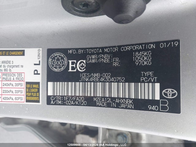 JTNK4RBE4K3040752 Toyota Corolla