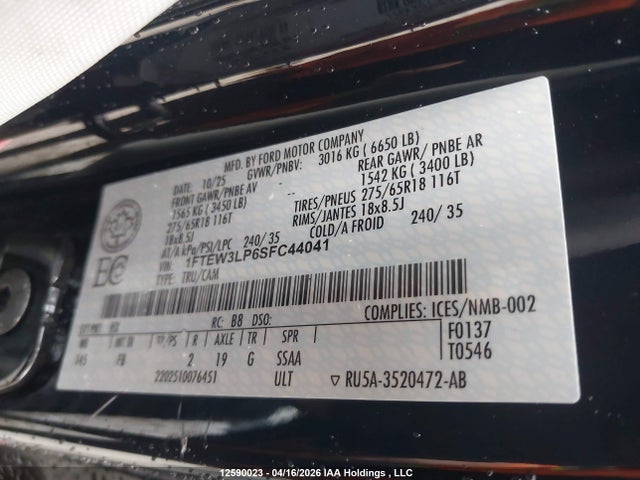 Ford F-150 2025 1FTEW3LP6SFC44041 Image 9