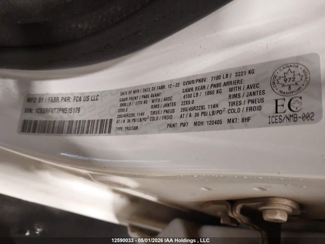 Продаж на аукціоні авто 2023 Ram 1500 Sport, vin: 1C6SRFVT7PN515179, номер лоту: 12590033
