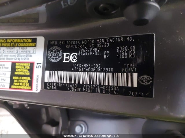 4T1G11AK0PU817940 Toyota CAMRY SE