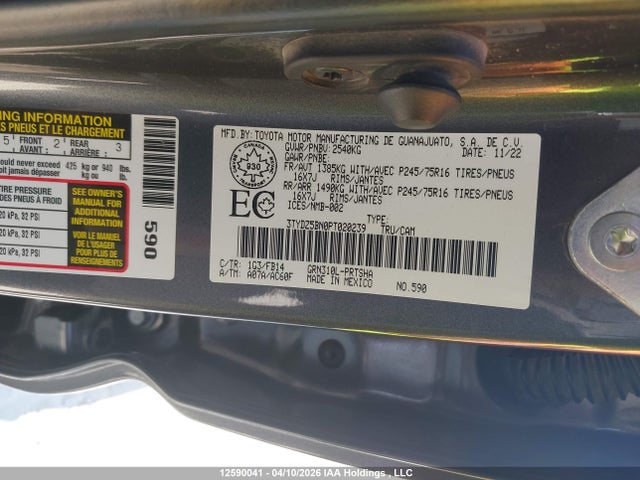 3TYDZ5BN0PT020239 Toyota Tacoma