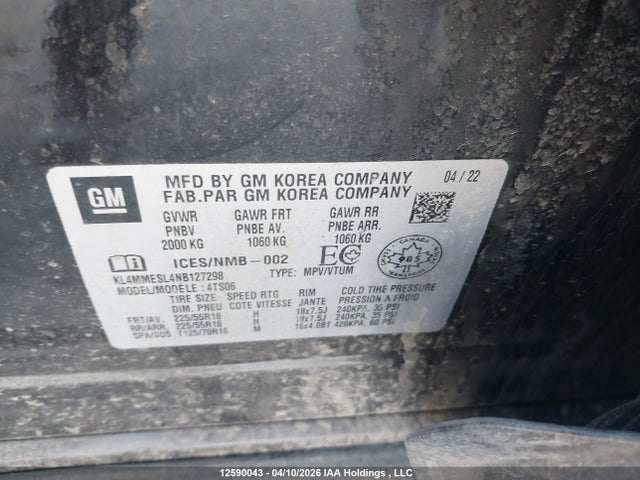 KL4MMESL4NB127298 Buick Encore Gx Select