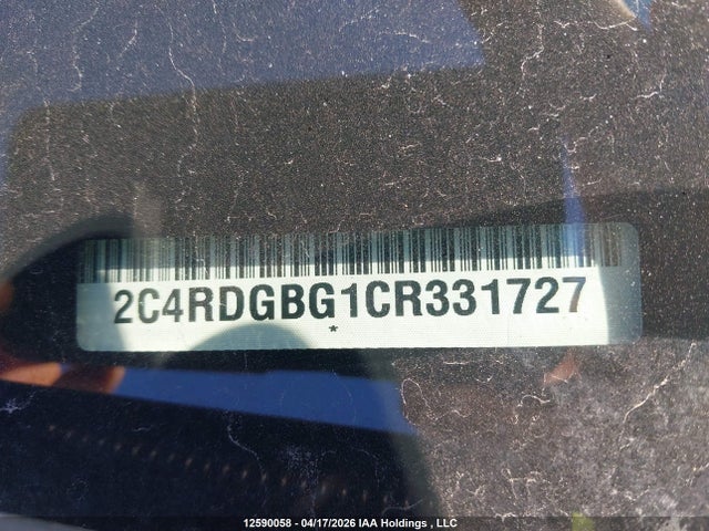 2012 Dodge Grand Caravan მანქანა იყიდება აუქციონზე, vin: 2C4RDGBG1CR331727, აუქციონის ნომერი: 12590058