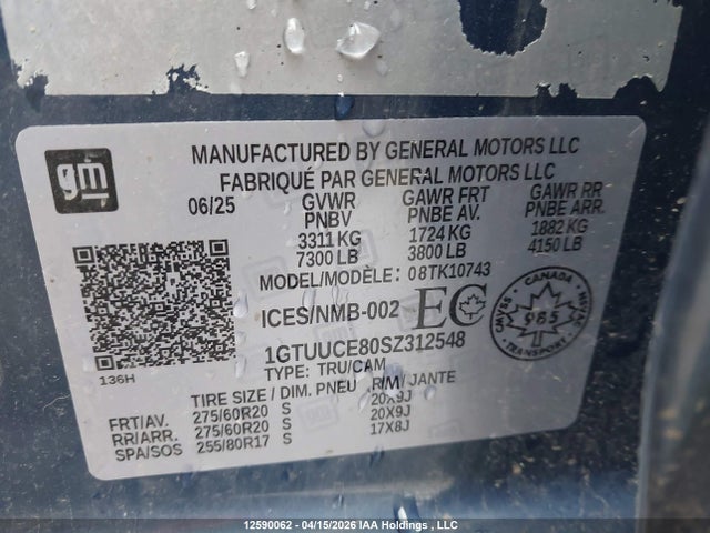 1GTUUCE80SZ312548 GMC Sierra K1500 Elevation