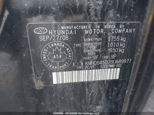 Продаж на аукціоні авто 2009 Hyundai Elantra, vin: KMHDU45D79U589977, номер лоту: 12590066