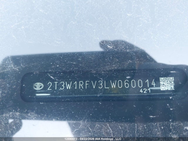 12590073 :رقم المزاد ، 2T3W1RFV3LW060014 vin ، 2020 Toyota Rav4 مزاد بيع