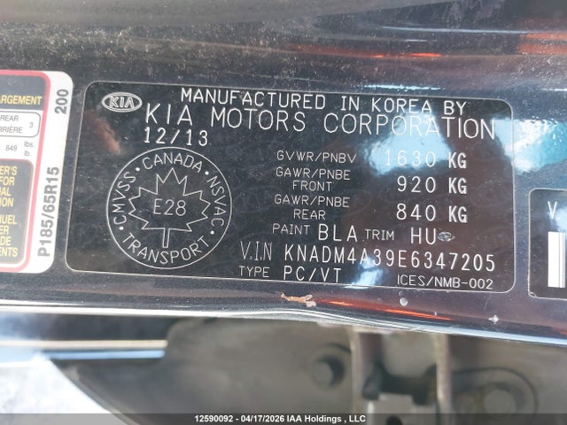 2014 Kia Rio Lx მანქანა იყიდება აუქციონზე, vin: KNADM4A39E6347205, აუქციონის ნომერი: 12590092