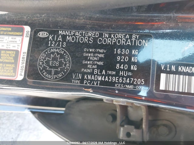 2014 Kia Rio Lx მანქანა იყიდება აუქციონზე, vin: KNADM4A39E6347205, აუქციონის ნომერი: 12590092