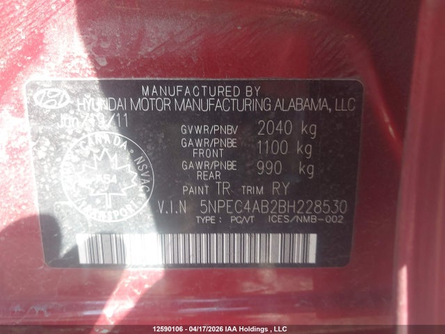 Aukcja sprzedaży 2011 Hyundai Sonata, vin: 5NPEC4AB2BH228530, numer aukcji: 12590106