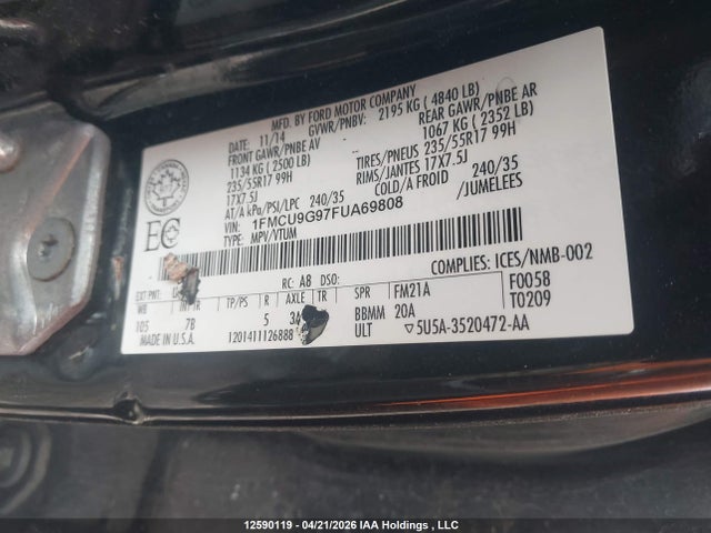 1FMCU9G97FUA69808 Ford ESCAPE SE