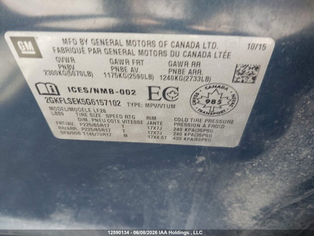 2GKFLSEK5G6157102 GMC Terrain Sle