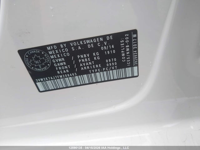 3VW2K7AJ7FM208463 Volkswagen Jetta 2.0l Trendline/2.0l Trendline+