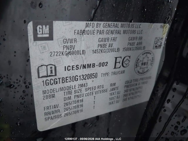 1GCGTBE30G1320850 Chevrolet Colorado Wt