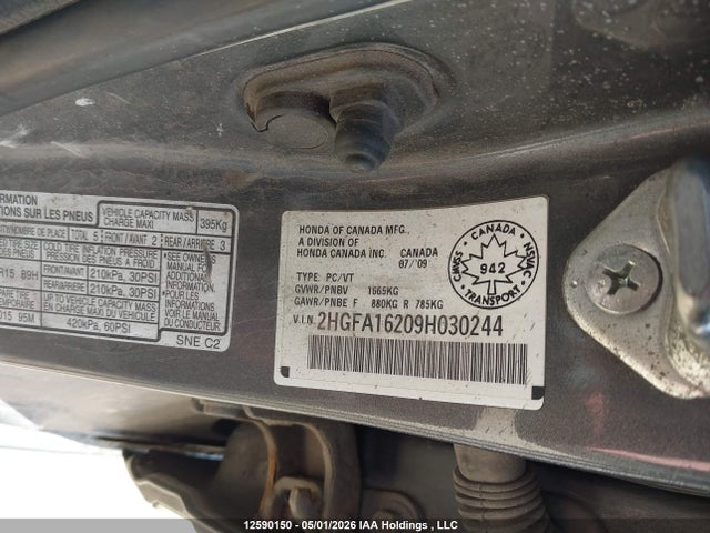 Aukcja sprzedaży 2009 Honda Civic Dx, vin: 2HGFA16209H030244, numer aukcji: 12590150