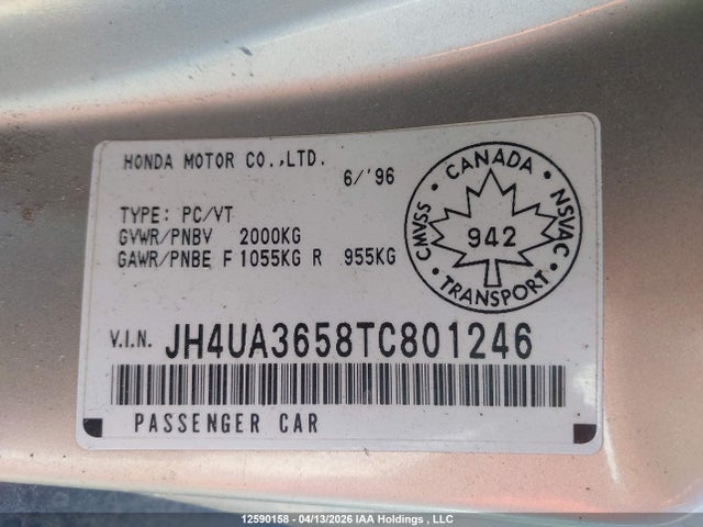 Продаж на аукціоні авто 1996 Acura 3.2tl, vin: JH4UA3658TC801246, номер лоту: 12590158