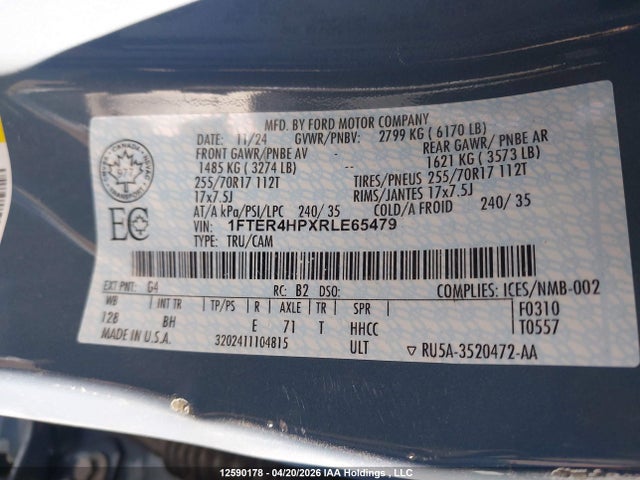 1FTER4HPXRLE65479 Ford Ranger Xlt