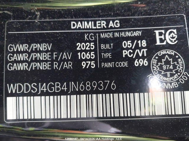 Продаж на аукціоні авто 2018 Mercedes-benz Cla 250 4matic, vin: WDDSJ4GB4JN689376, номер лоту: 12590187