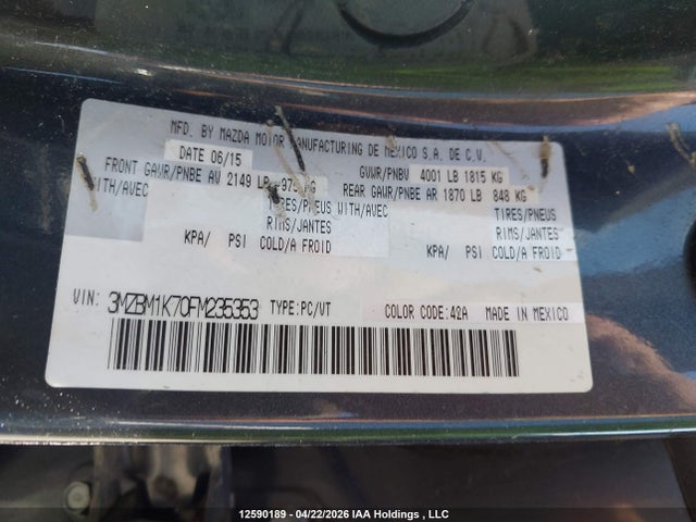 3MZBM1K70FM235353 Mazda MAZDA3