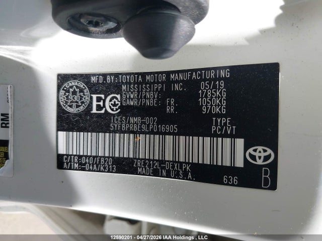 5YFBPRBE9LP016905 Toyota COROLLA LE