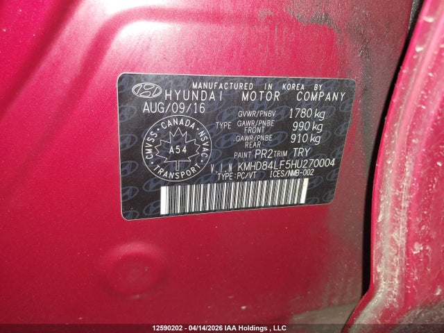 KMHD84LF5HU270004 Hyundai Elantra Se/value/limited