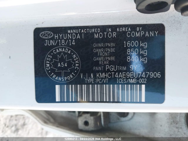 KMHCT4AE9EU747906 Hyundai ACCENT GL