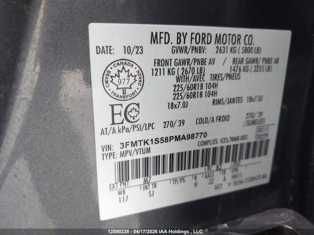 Aukcja sprzedaży 2023 Ford Mustang Mach-e Select, vin: 3FMTK1S58PMA98770, numer aukcji: 12590238