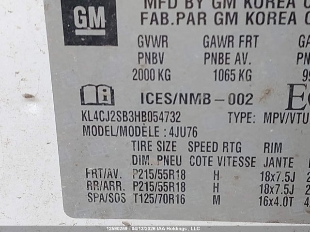 Продажа на аукционе авто 2017 Buick Encore Sport Touring, vin: KL4CJ2SB3HB054732, номер лота: 12590259