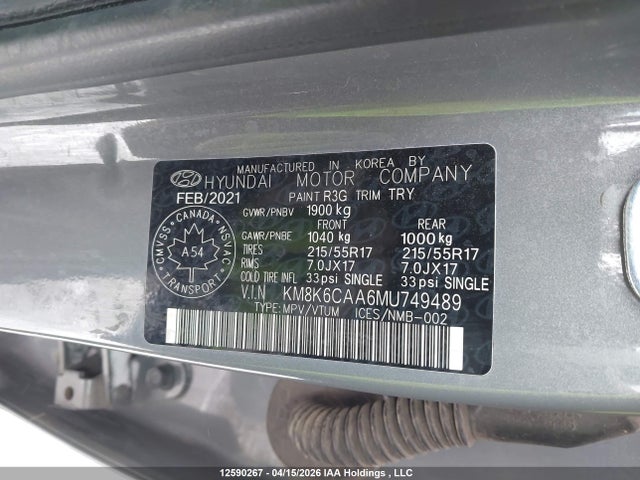 KM8K6CAA6MU749489 Hyundai Kona Luxury Awd