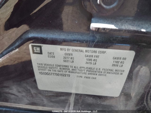 Продаж на аукціоні авто 2009 Cadillac Cts, vin: 1G6DG577790162219, номер лоту: 12590270