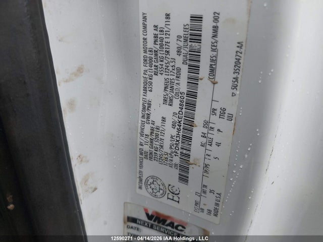 1FD8X3H64KED48605 Ford F-350 Chassis Xlt
