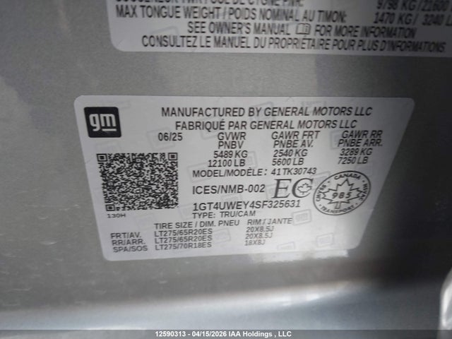 Aukcja sprzedaży 2025 Gmc Sierra 3500hd , Standard Bed, Denali, 4wd, vin: 1GT4UWEY4SF325631, numer aukcji: 12590313