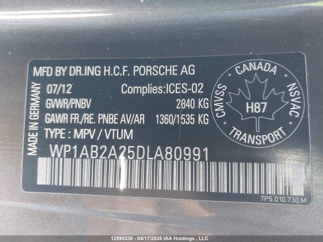 Продаж на аукціоні авто 2013 Porsche Cayenne S, vin: WP1AB2A25DLA80991, номер лоту: 12590338