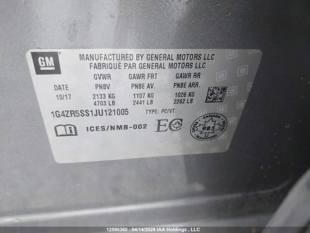 1G4ZR5SS1JU121005 Buick Lacrosse Premium