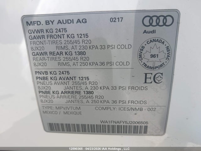 WA1FNAFY5J2006505 Audi Q5 2.0t Technik