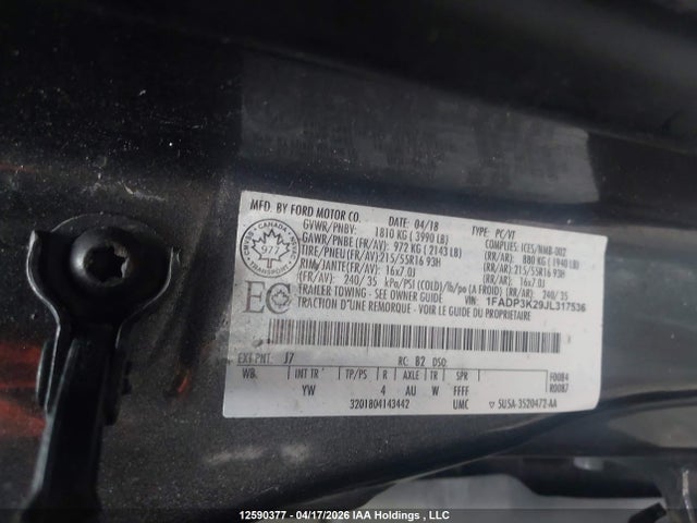 Продажа на аукционе авто 2018 Ford Focus Se, vin: 1FADP3K29JL317536, номер лота: 12590377