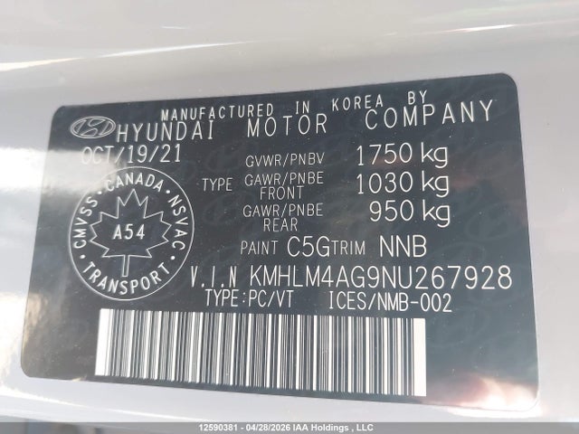 Продаж на аукціоні авто 2022 Hyundai Elantra Sel, vin: KMHLM4AG9NU267928, номер лоту: 12590381