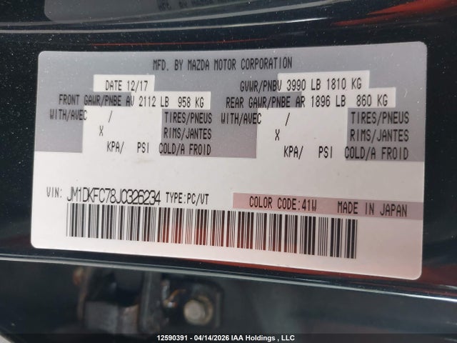 Aukcja sprzedaży 2018 Mazda Cx-3 Touring, vin: JM1DKFC78J0326234, numer aukcji: 12590391