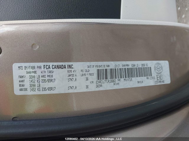 2C4RC1L77JR126862 Chrysler Pacifica