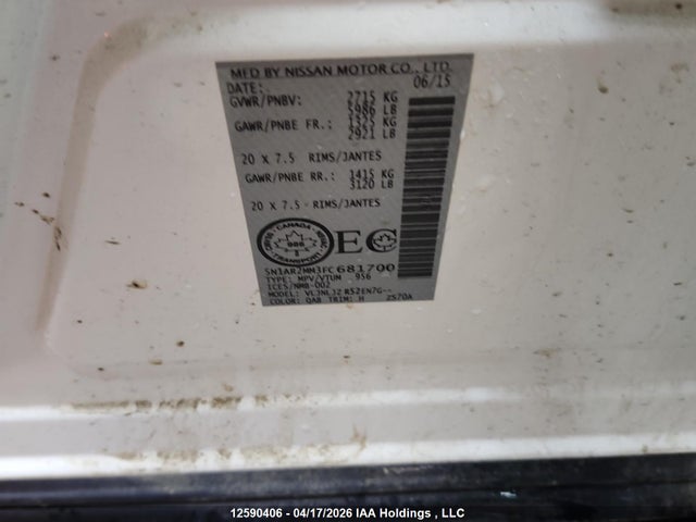 5N1AR2MM3FC681700 Nissan Pathfinder